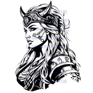 12 Shield Maiden SVG and PNG Bundle – Norse Warrior Woman Digital Files for Laser Engraving, CNC, Wood Burning, Decals, and T-Shirts