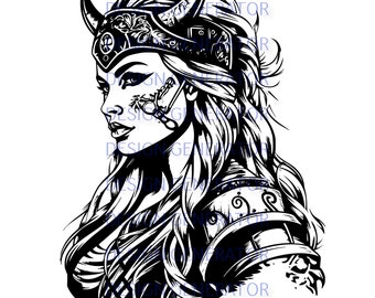 12 Shield Maiden SVG i PNG Bundle – pliki cyfrowe Norse Warrior Woman do grawerowania laserowego, CNC, wypalania w drewnie, naklejek i koszulek