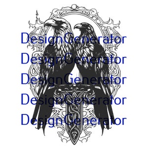 13 Odin&#39;s Ravens SVG and PNG Bundle – Hugin and Munin Norse Mythology Digital Files for Laser Engraving, CNC, Decals and T-Shirt Designs