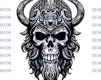 12 Viking Skull SVG i PNG Bundle – pliki cyfrowe z czaszką wojownika nordyckiego do grawerowania laserowego, CNC, wypalania drewna, naklejek, projektów koszulek