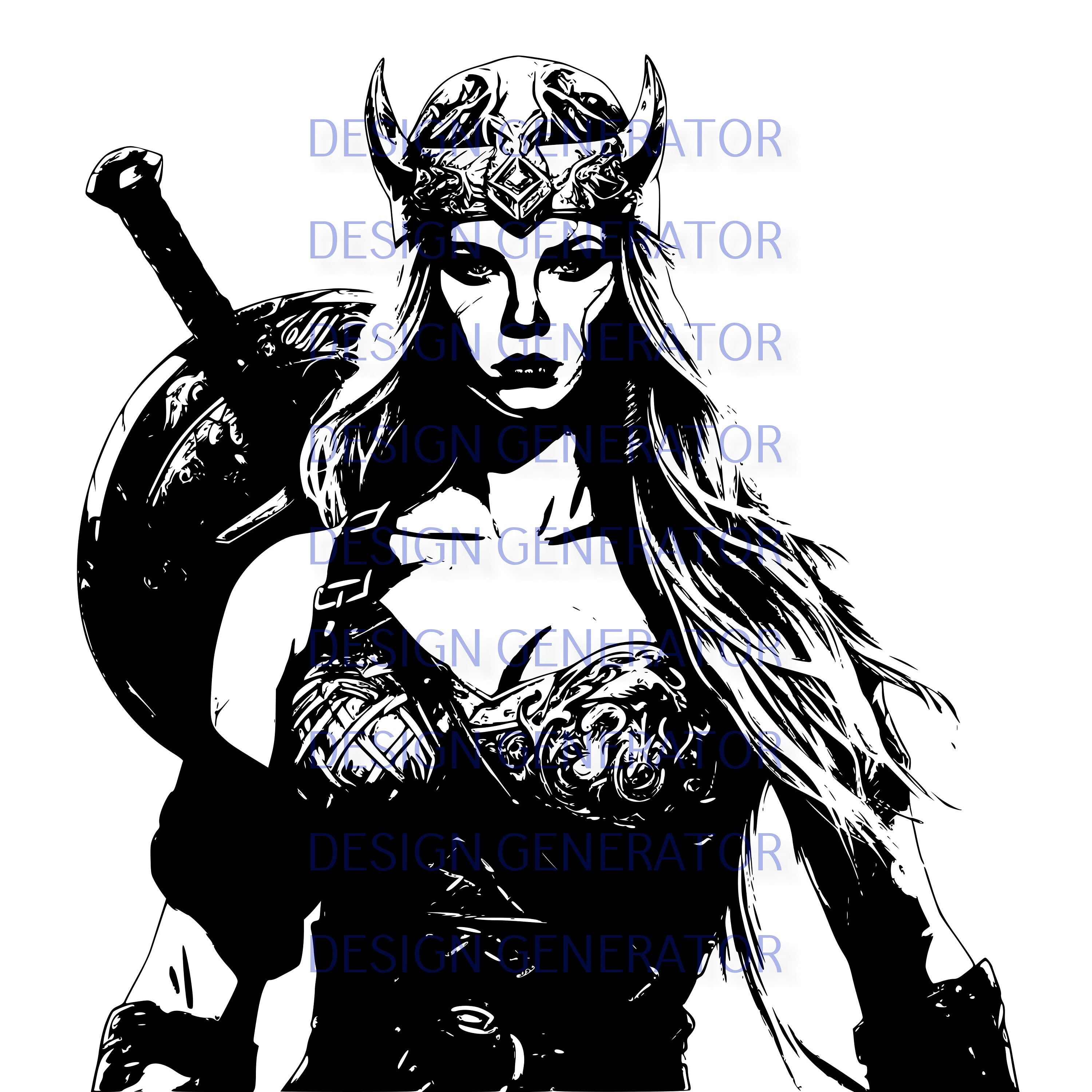 11 Shield Maiden SVG and PNG Bundle – Norse Warrior Woman Digital