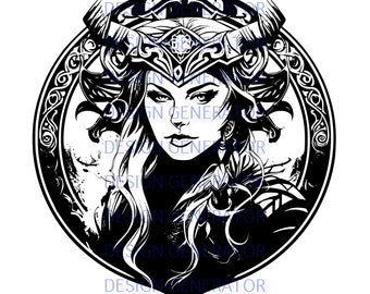 11 Shield Maiden SVG i PNG Bundle – pliki cyfrowe Norse Warrior Woman do grawerowania laserowego, CNC, wypalania w drewnie, naklejek i koszulek