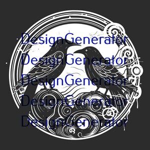 9 Odin&#39;s Ravens SVG and PNG Bundle – Hugin and Munin Norse Mythology Digital Files for Laser Engraving, CNC, Decals and T-Shirt Designs