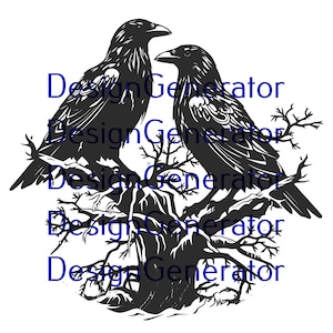 13 Odin&#39;s Ravens SVG and PNG Bundle – Hugin and Munin Norse Mythology Digital Files for Laser Engraving, CNC, Decals and T-Shirt Designs.