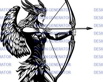 13 Valkyrie SVG i PNG Bundle – pliki cyfrowe Norse Warrior Goddess do grawerowania laserowego, CNC, wypalania w drewnie, kalkomanii, koszulek i naklejek