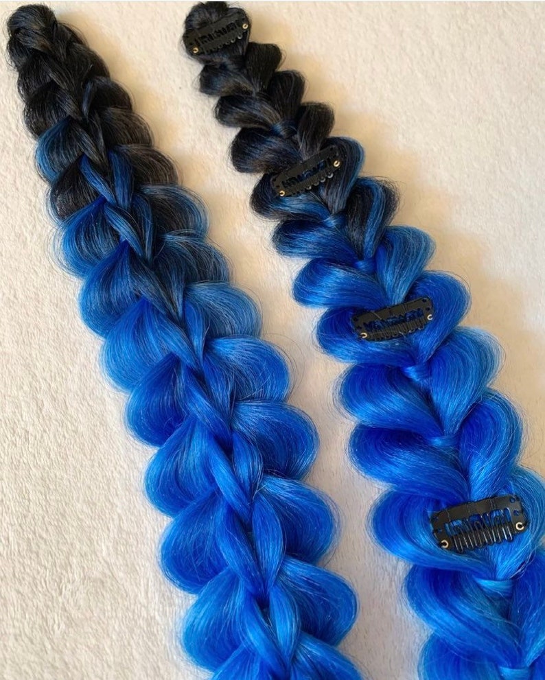2x Handmade 3D Clip in Braids Extensions 10 FREE Hair Rings Etsy