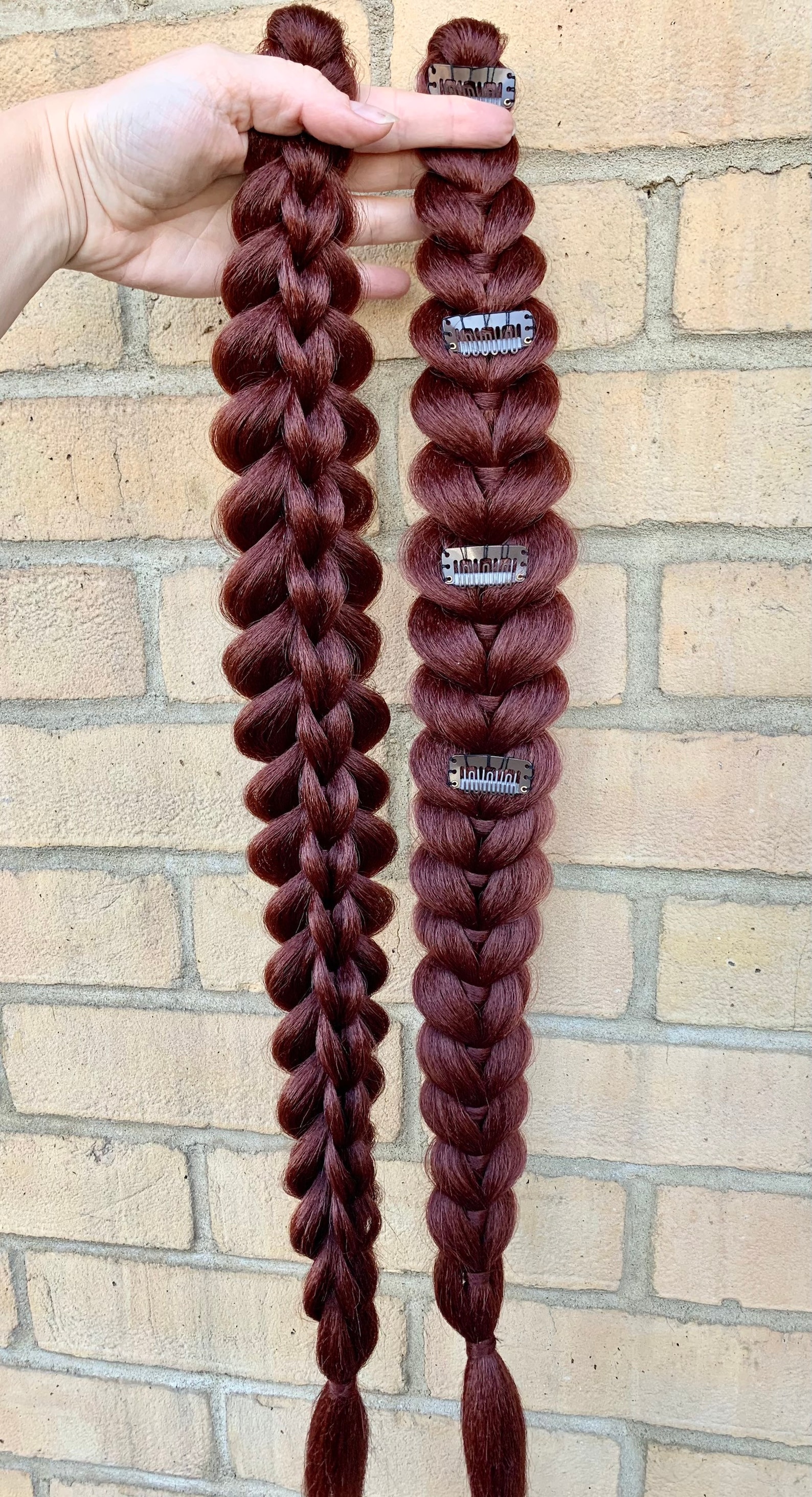 2x Handmade 3D Clip in Braids Extensions 10 FREE Hair Rings Etsy UK