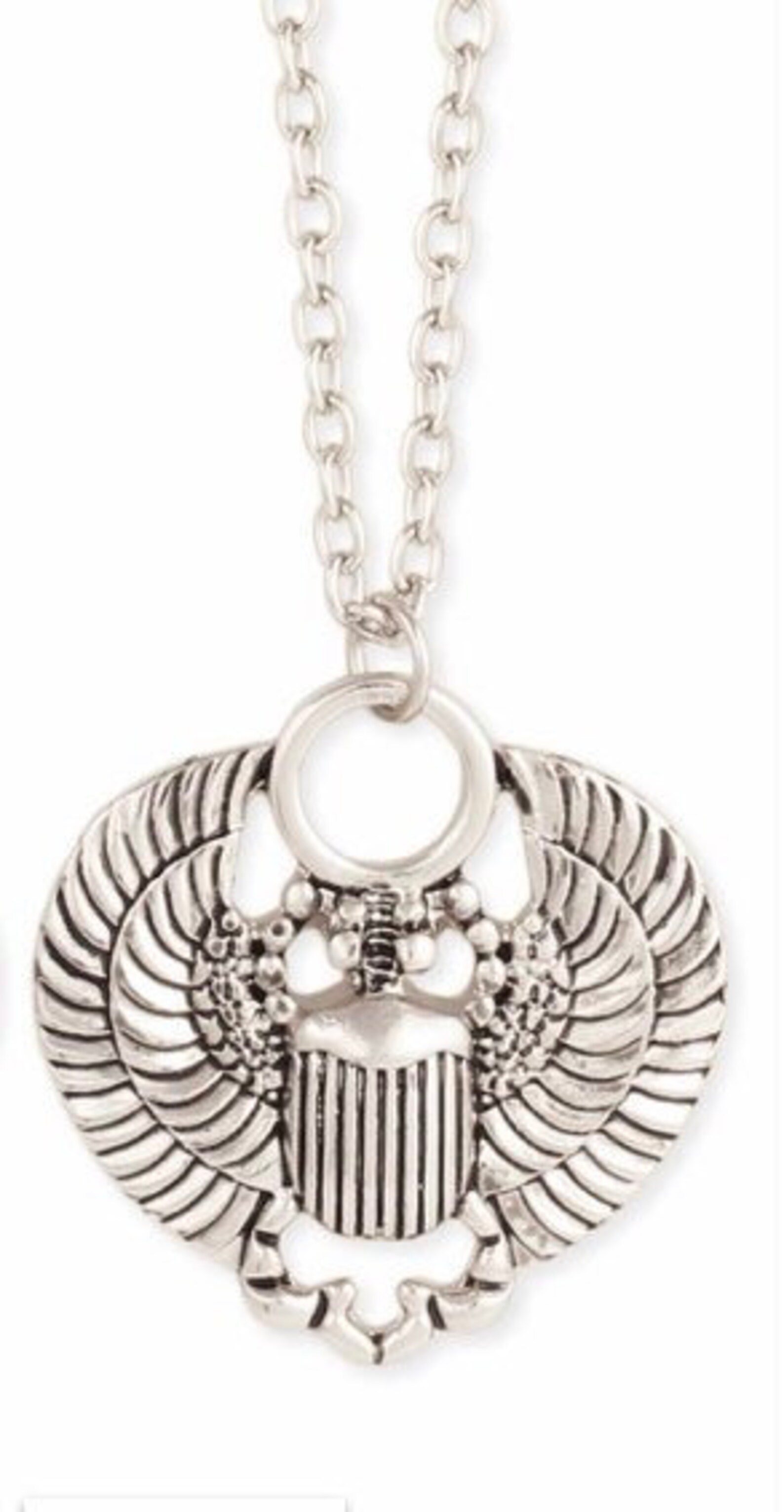 Silver Scarab Pendant Necklace - Etsy