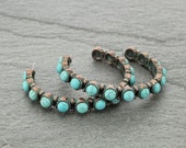 Turquoise semi hoop earrings