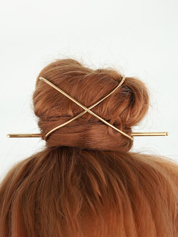Gold Bun Holder/hair Slide Etsy