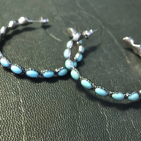 Turquoise semi hoop earrings