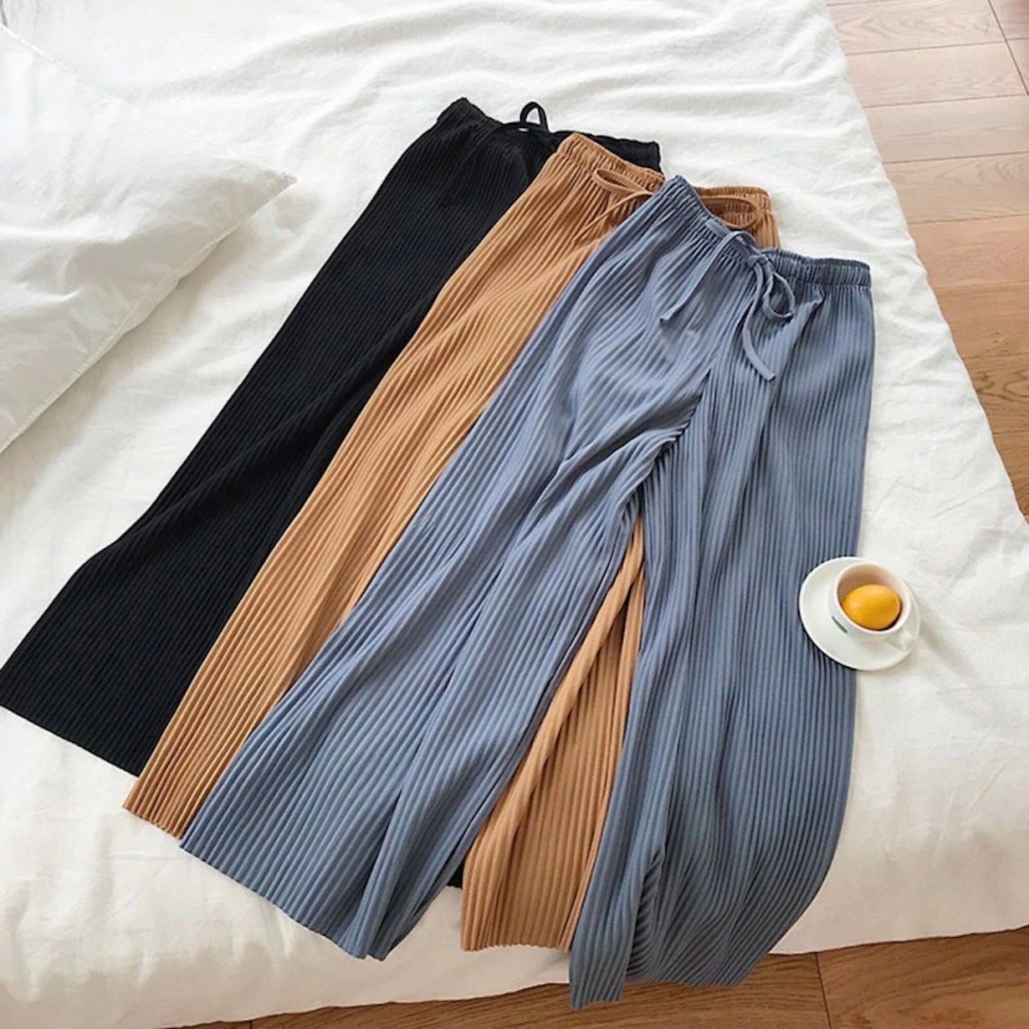 high waist cooling pants casual wide pants - STYLISH SUMMER WEAR -