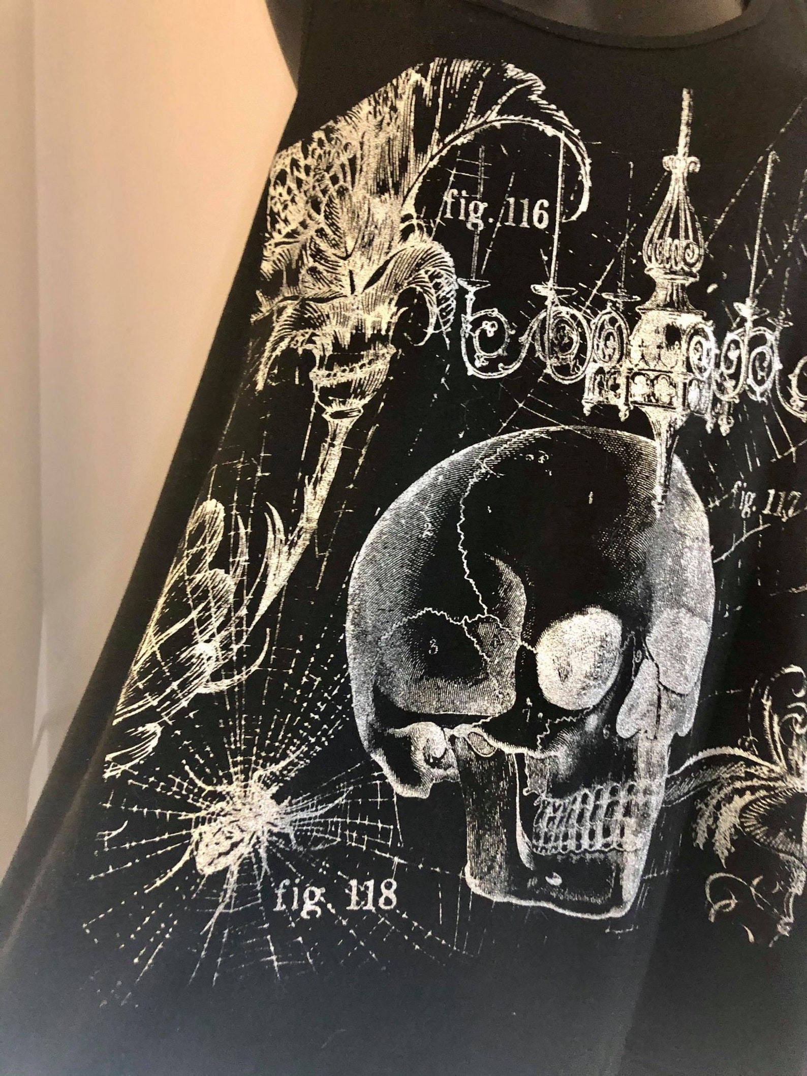 Victorian Skull Chalk Couture Womans Black Tank Top 2X 20W 22W Glitter