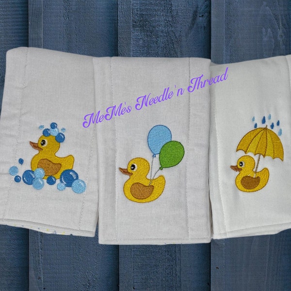 Rubber Ducky Burp Cloths, Baby Accessory, Baby Shower Gift, Flannel Backing, Can Be Personalized