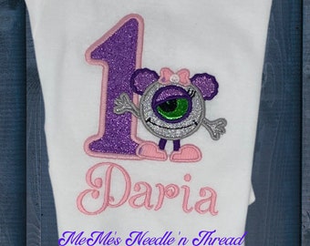 First Birthday Silver Monster Girls Shirt, 1st Birthday, One Green Eyed Monster, Any Age, Personalized, Any Color