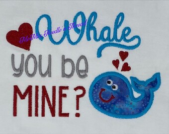 Whale You Be Mine Boy or Girl Bodysuit or Shirt, Valentines Day, Whale, Hearts