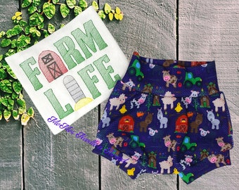 Farm Animal Bummies Outfit, Embroidered Farm Life Shirt, Personalized Baby Set