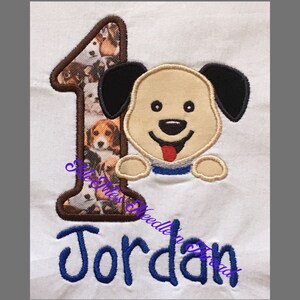 1st Birthday Dog Embroidered Shirt, First Birthday, Tan Dog, Personalized, Any Age, Toddler Shirt