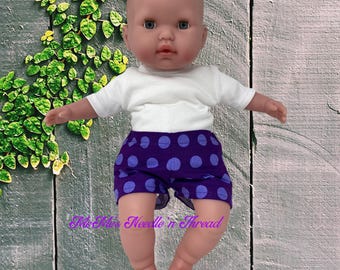Handmade Royal Purple with Medium Purple Polka Dot Shorts; 15" Baby Doll