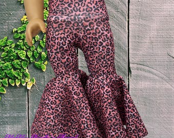 Pink Leopard print Bell Bottoms; 18" Doll