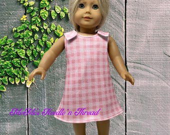 Pink Plaid A Line Dress; 18" Doll