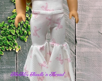 18" Handmade White with Pink Bows Bellbottoms