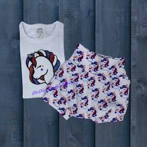 Patriotic Unicorn Bummies Outfit, Toddler Shorts, Diaper Cover, Baby Gift, 4th of July, Independence Day, Bloomers
