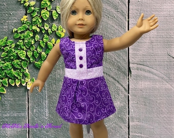 Purple Swirl with Lavender Accents Sleeveless Dress for 18" Doll