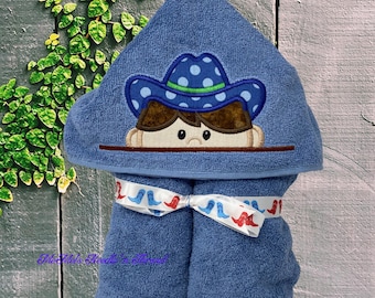Cowboy Hooded Towel for baby through tween
