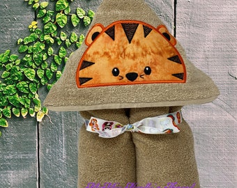 Tiger Hooded Towel, Toddler Hooded Towel, Baby Hooded Towel, Can Be Personalized