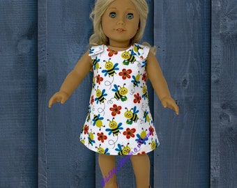 Handmade 18&quot; Doll A Line Dress, Doll Clothing, Doll Garments, Snap Opening