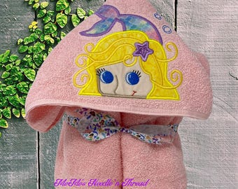 Mermaid Hooded Towel for Baby, Toddler through Tween
