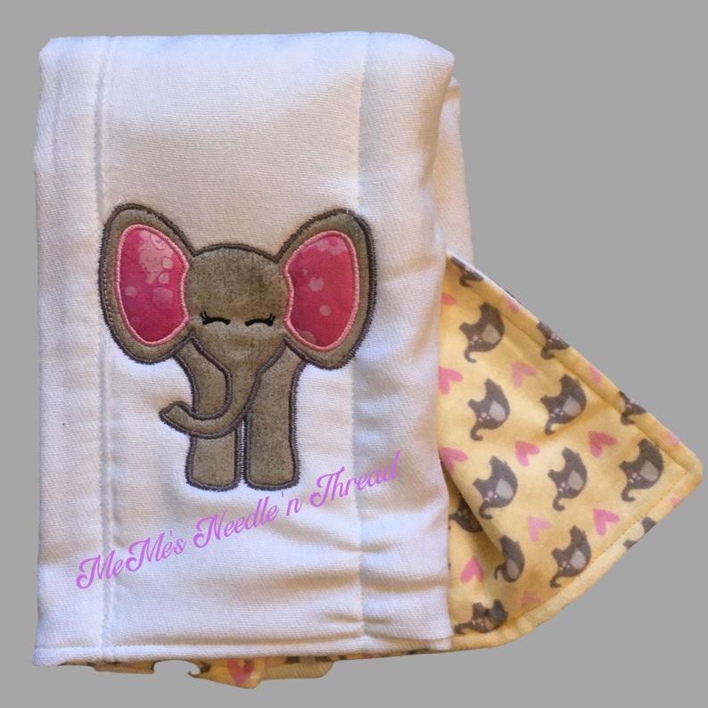 Jungle Embroidered Burp Cloths, Elephant, Giraffe, Lion, Baby Accessory, Baby Shower Gift, Unisex, Safari, Zoo, Can Be Personalized image 2