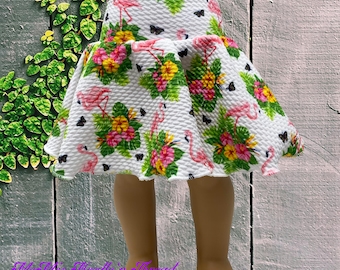 Flamingo and Floral Skirt for 18" Doll