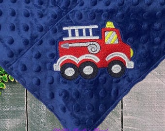 Embroidered Firetruck Baby Blanket, Can Be Personalized