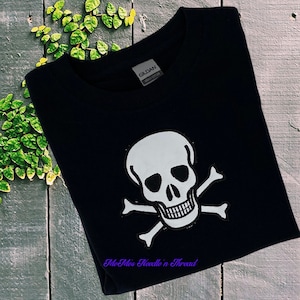 Glow In The Dark Skull and Cross Bones Halloween Shirt, Black Shirt, Halloween Gift, Birthday Gift, Personalized, Halloween Party, Skull