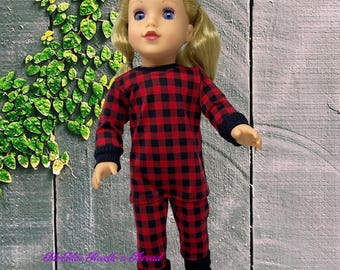 Buffalo Red and Black Plaid Pajama's; 18" doll; Boy or Girl