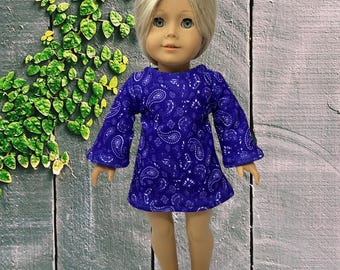 Royal Purple with Paisley Print 18" Doll Mini Dress