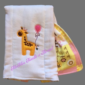 Jungle Embroidered Burp Cloths, Elephant, Giraffe, Lion, Baby Accessory, Baby Shower Gift, Unisex, Safari, Zoo, Can Be Personalized image 3