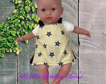 Cream Romper with Navy Stars and Diaper Set for 15" Baby Doll