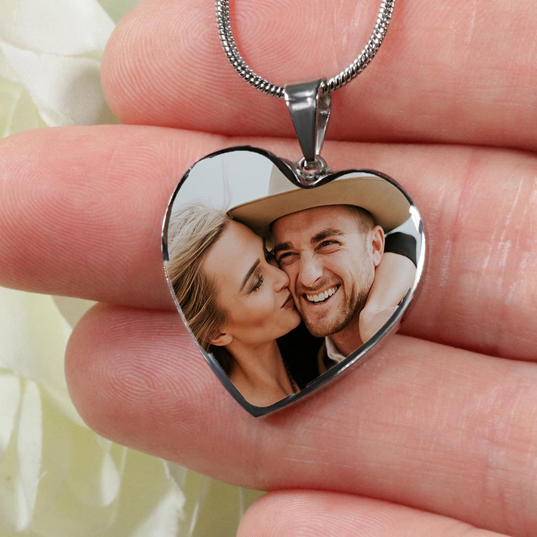 Custom Photo Pendant Necklace Heart Pendant Necklace Custom Etsy