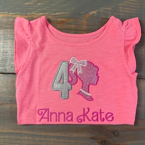 Girls Doll Birthday Shirt | Pink Doll Shirt | Girls Embroidered doll shirt | | Toddler Doll Birthday Shirt | Barb Birthday