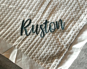 Waffle Knit Personalized Baby Blanket |Waffle Knit Baby Blanket | Embroidered Baby Blanket | Personalized Baby Blanket | Waffle Knit Blanket
