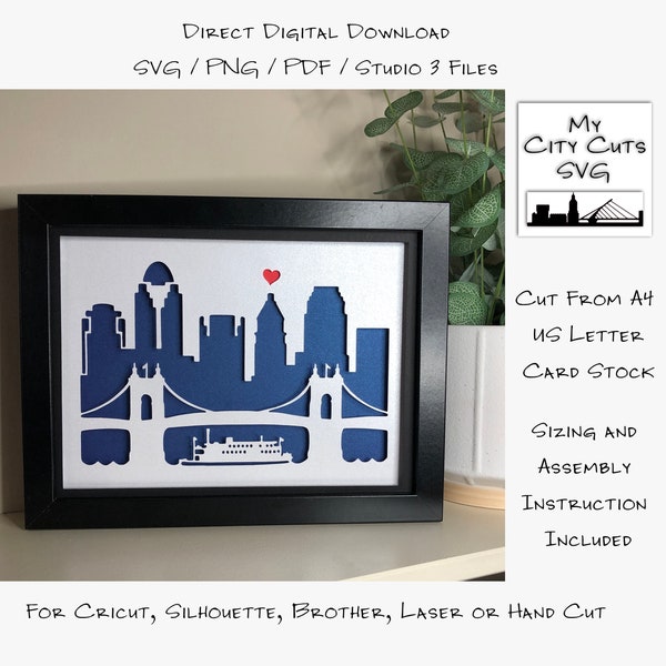 Cincinnati City Skyline Shadow Box SVG Cut Files For Cricut, City Skyline, Brother, Laser or Hand Cut, Instant Download. Cincinnati City Skyline Shadow Box SVG Cut Files For Cricut, City Skyline, Brother, Laser or Hand Cut, Instant Download.