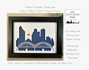 Memphis Tennessee City Skyline Shadow Box SVG Cut Files For Cricut, City Skyline, Brother, Laser or Hand Cut, What's Your City?