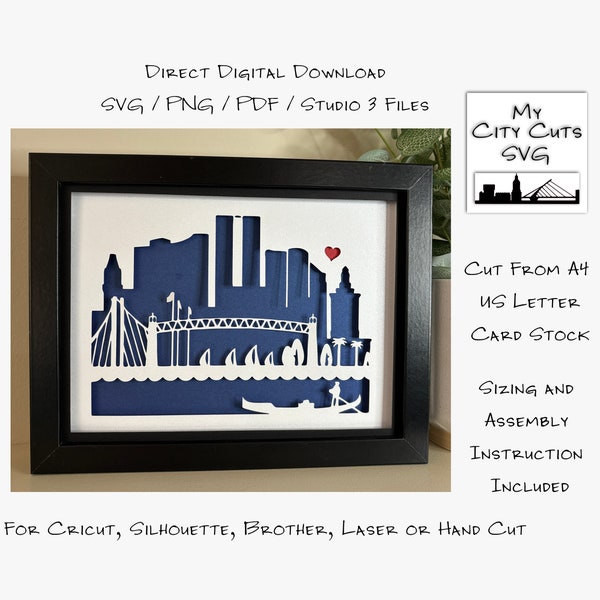 Oakland 3 California City Skyline Shadow Box SVG Cut Files For Cricut, City Skyline, Brother, Laser or Hand Cut, Instant Download.