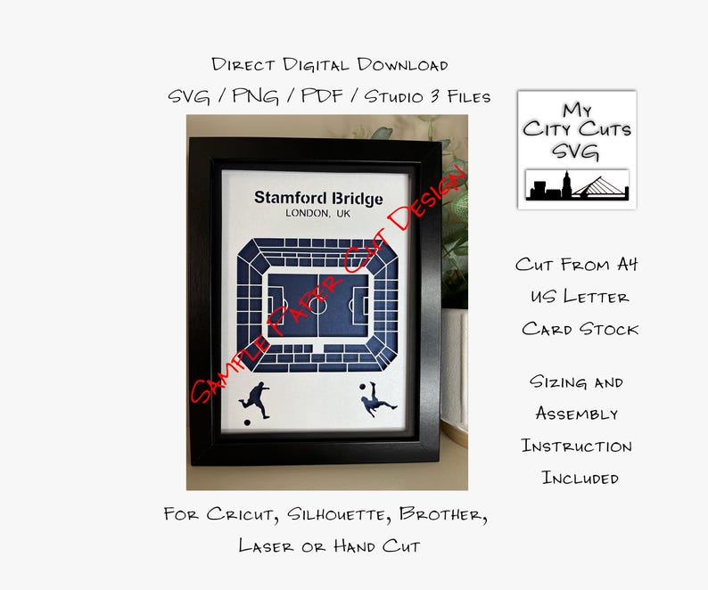Paper Cut Shadow Box 3D Lightbox SVG PNG Pittsburgh Acrisure Football Stadium Cricut Silhouette Hand Cut Laser Layered Card Cut Files