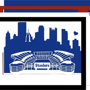 Paper Cut Shadow Box 3D Lightbox SVG PNG Pittsburgh Acrisure Football Stadium Cricut Silhouette Hand Cut Laser Layered Card Cut Files