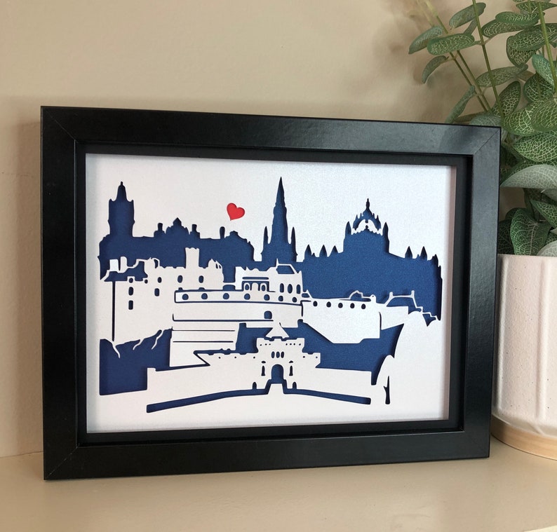 Scotland Shadow Box Edinburgh City Skyline Shadow Box SVG, 3D Paper Cut Lightbox (digital ...
