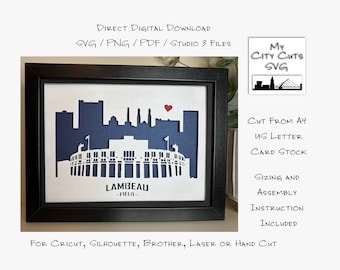 Lambeau Stadion Green Bay Wisconsin Shadow Box SVG PNG Cricut Silhouette Hand geschnitten Laser Karte Schnittdateien (digitaler Download)